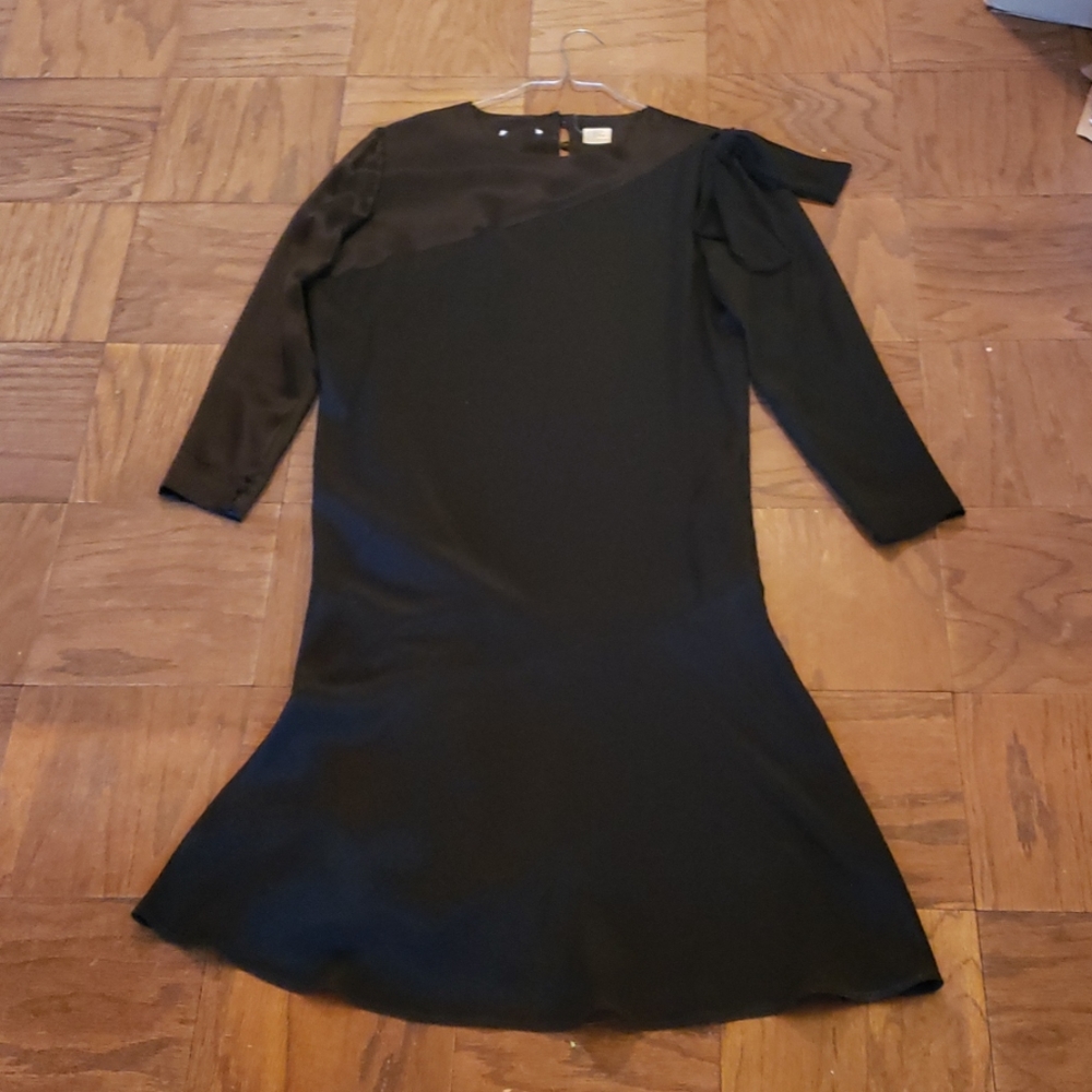 VTG Black Drop Waist Satin 1920s Cocktail Dress